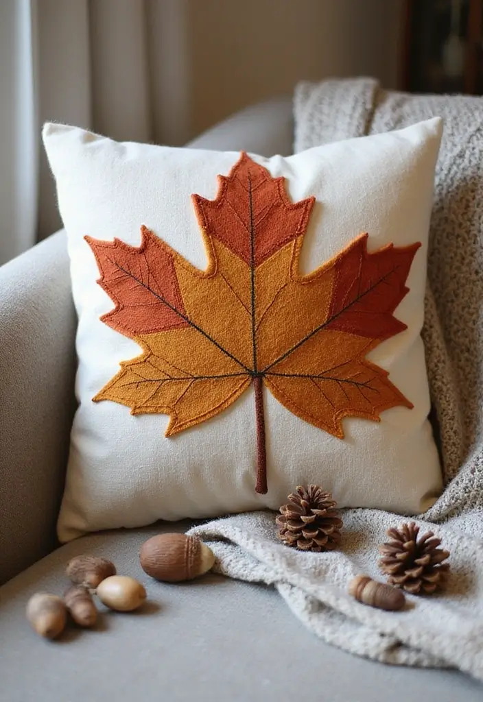 8 Cozy Fall Decor Pillows for Your Sofa - 3. Wool Blend Maple Leaf Pillow