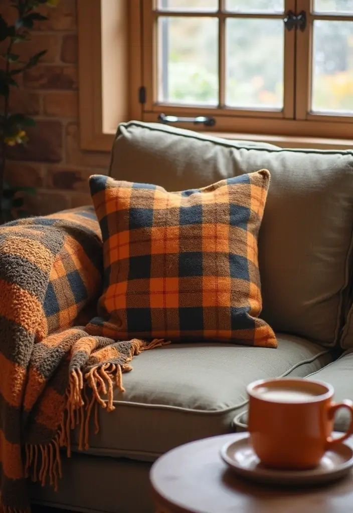 8 Cozy Fall Decor Pillows for Your Sofa - 4. Hemp Fiber Rustic Plaid Pillow