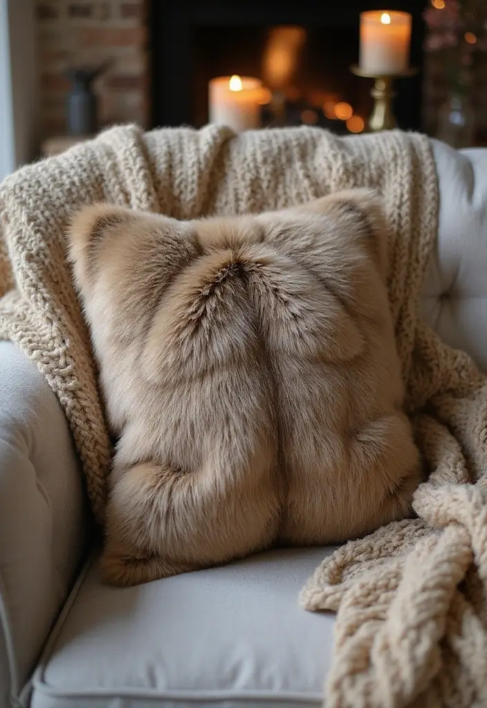8 Cozy Fall Decor Pillows for Your Sofa - 8. Faux Fur Throw Pillow