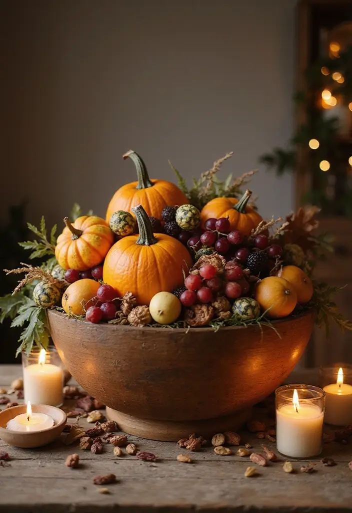 8 Eco-Friendly Fall Decor Table Settings for Thanksgiving - 5. Seasonal Fruit and Nut Centerpiece