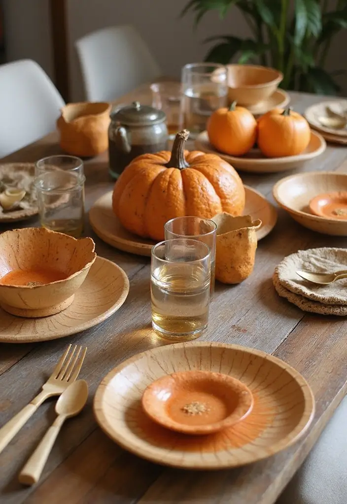 8 Eco-Friendly Fall Decor Table Settings for Thanksgiving - 6. Eco-Friendly Dinnerware
