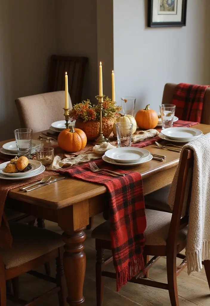 8 Eco-Friendly Fall Decor Table Settings for Thanksgiving - 7. Cozy Blanket Layers