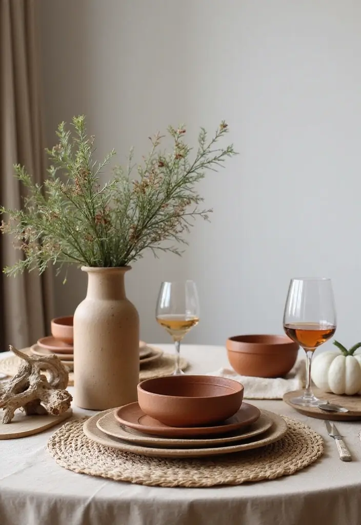 8 Eco-Friendly Fall Decor Table Settings for Thanksgiving - 8. Earthy Tone Accents