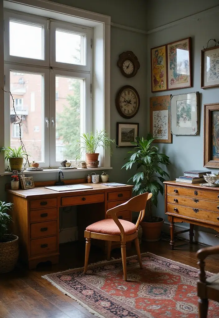 8 Home Office UK Designs to Try - 3. Upcycled Vintage Vibes
