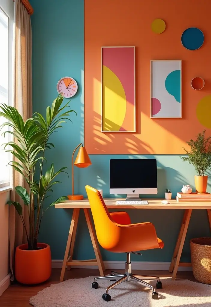 8 Home Office UK Designs to Try - 6. Bright and Bold Colors