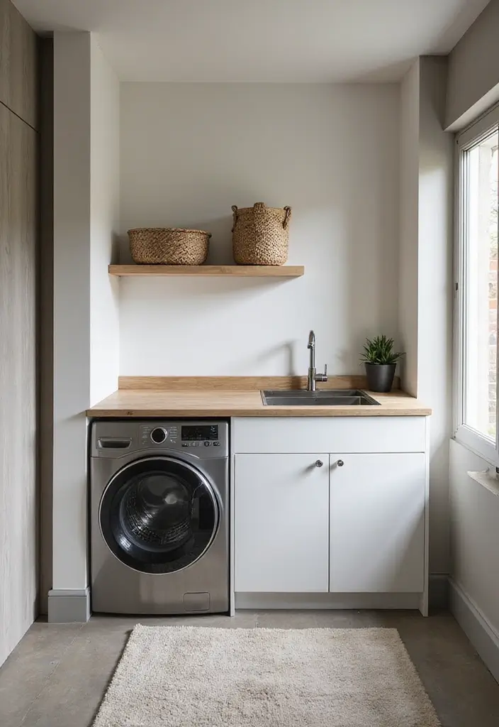 8 Practical Laundry Room Sink Solutions - 8. Integrated Sink and Washer Setup