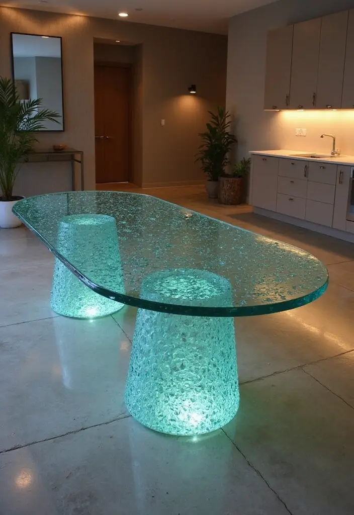 8 Unique Dining Room Oval Table Picks: Sustainable Style Meets Elegance - 3. Recycled Glass Chic