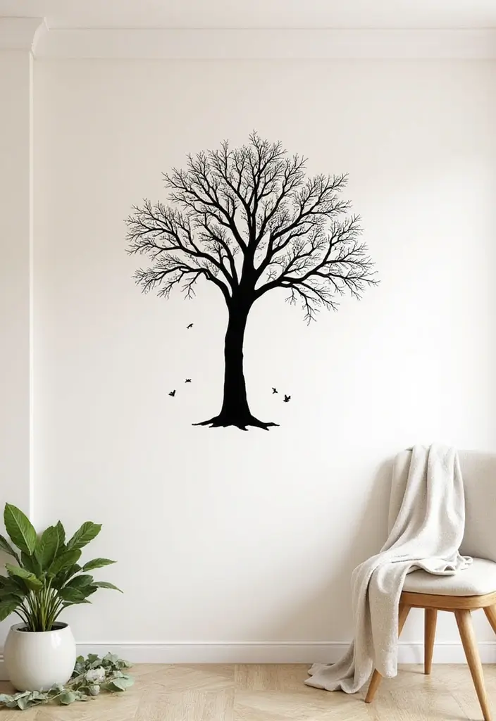 8 Wall Art Drawing Ideas for Beginners - 2. Nature-Inspired Silhouettes