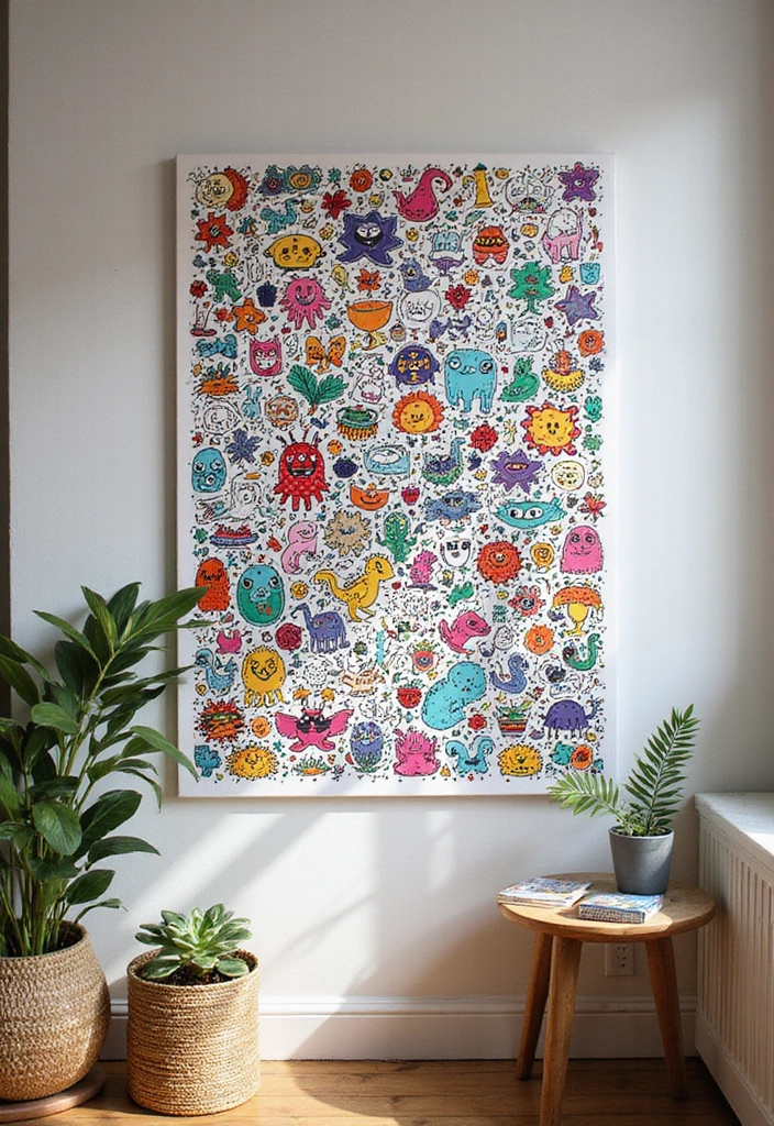 8 Wall Art Drawing Ideas for Beginners - 7. Whimsical Doodle Art