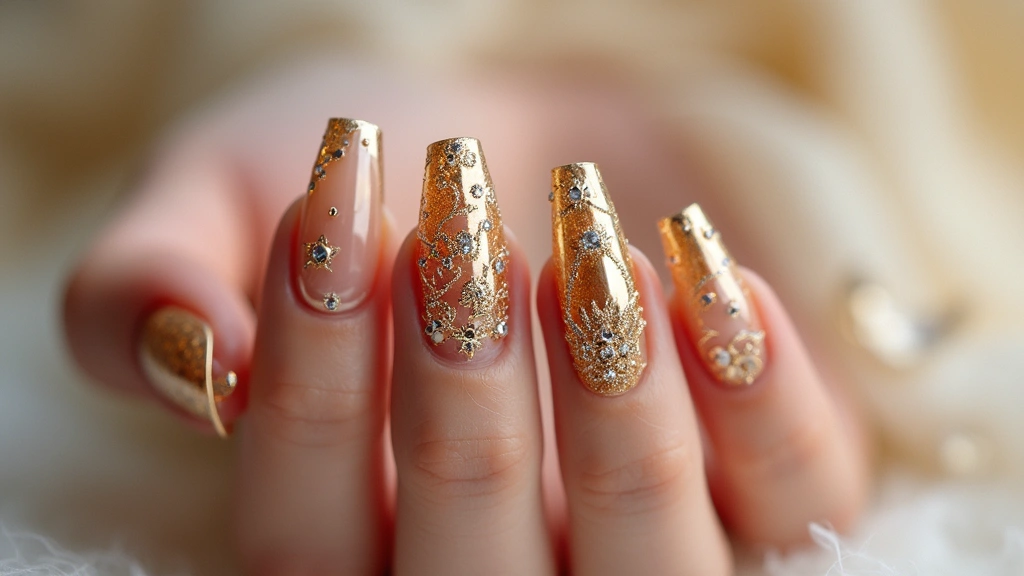 22 Luxurious Gold Acrylic Nail Ideas for Royal Radiance - The Nail Hair Diary