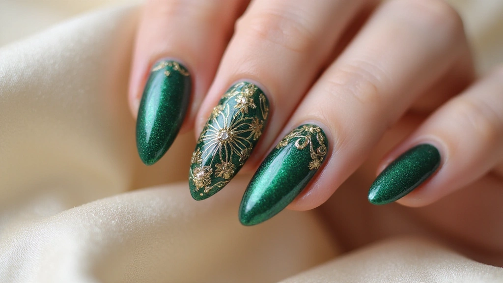 28 Luxe Emerald Green and Gold Acrylic Nail Ideas for Regal Shine - The Nail Hair Diary