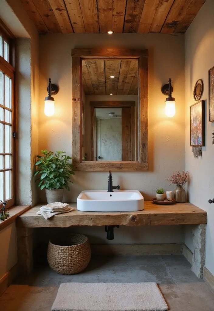 25 Bright Bathroom Lights to Illuminate Your Space - 2. Reclaimed Wood Ceiling-Mounted Lights