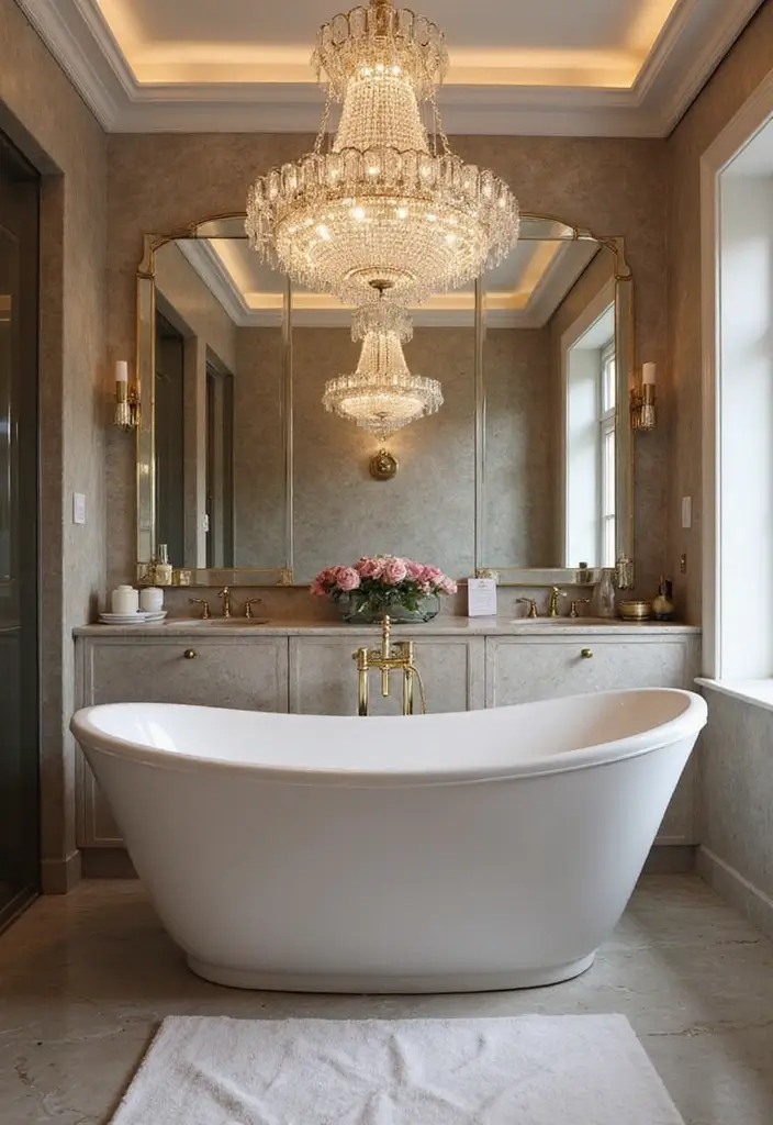 25 Bright Bathroom Lights to Illuminate Your Space - 22. Statement Chandeliers