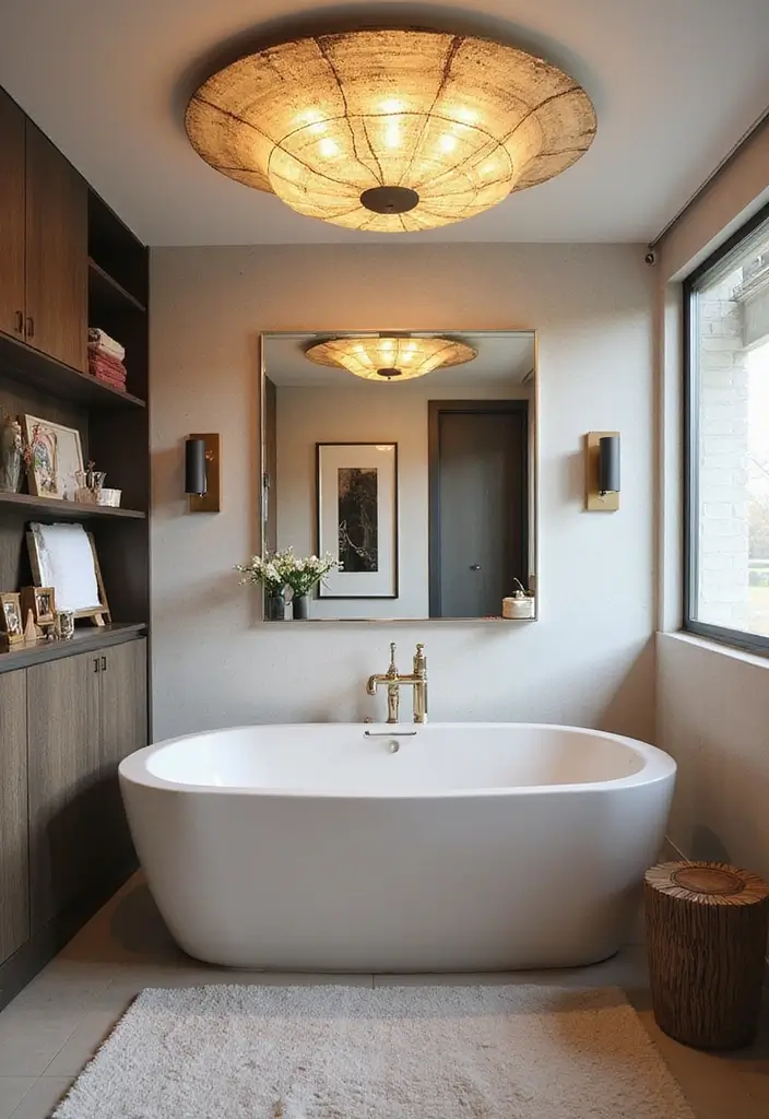 25 Bright Bathroom Lights to Illuminate Your Space - 8. Artistic Ceiling Fixtures