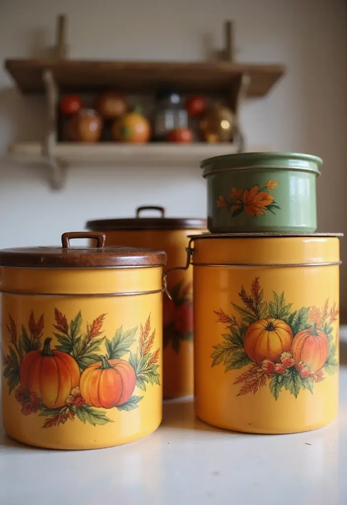25 Cozy Fall Decor Ideas for Your Kitchen This Season - 10. Vintage Kitchen Canisters