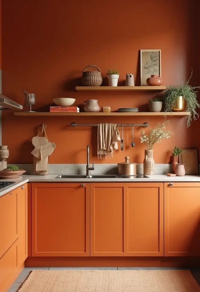 25 Cozy Fall Decor Ideas for Your Kitchen This Season - 13. Orange and Brown Color Palette