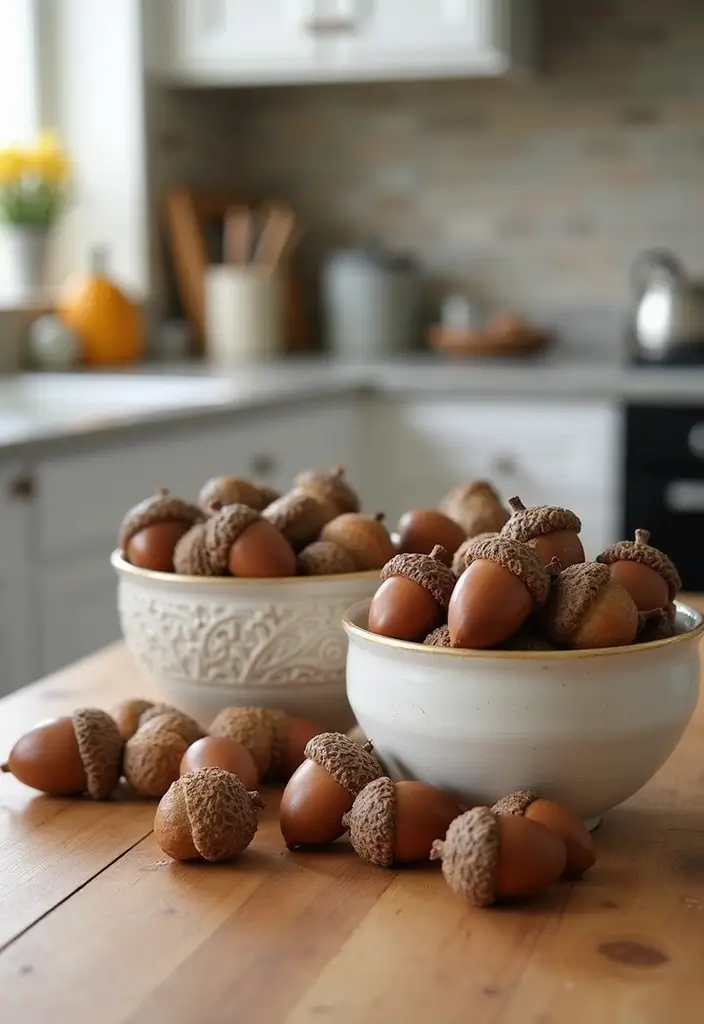 25 Cozy Fall Decor Ideas for Your Kitchen This Season - 14. Acorn Decor Accents
