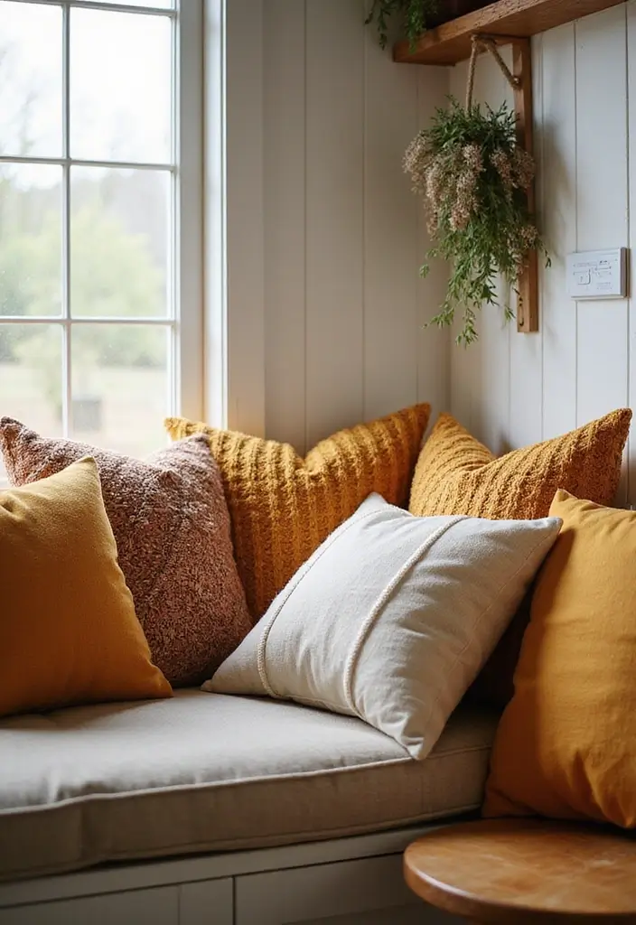 25 Cozy Fall Decor Ideas for Your Kitchen This Season - 2. Cozy Throw Pillows