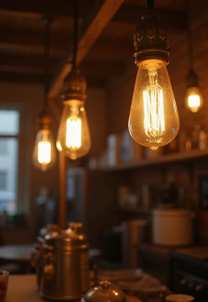 25 Cozy Fall Decor Ideas for Your Kitchen This Season - 20. Warm Lighting Fixtures