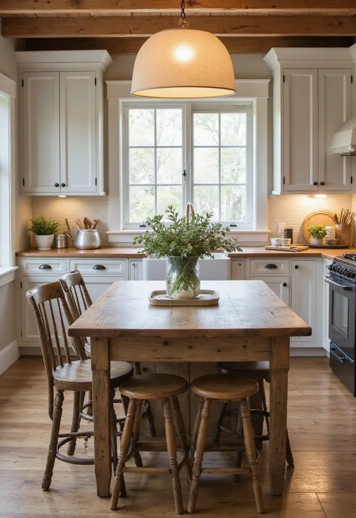 25 Cozy Fall Decor Ideas for Your Kitchen This Season - 22. Farmhouse-Style Furniture