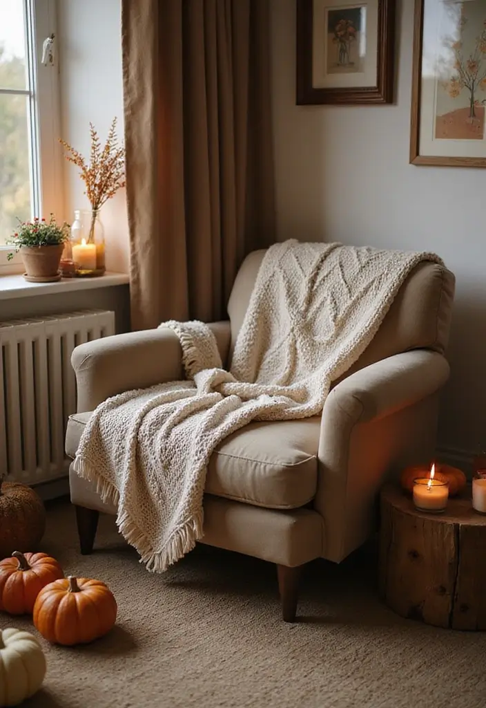 25 Creative Fall Decor Ideas to Warm Up Any Room - 1. Cozy Knit Throws