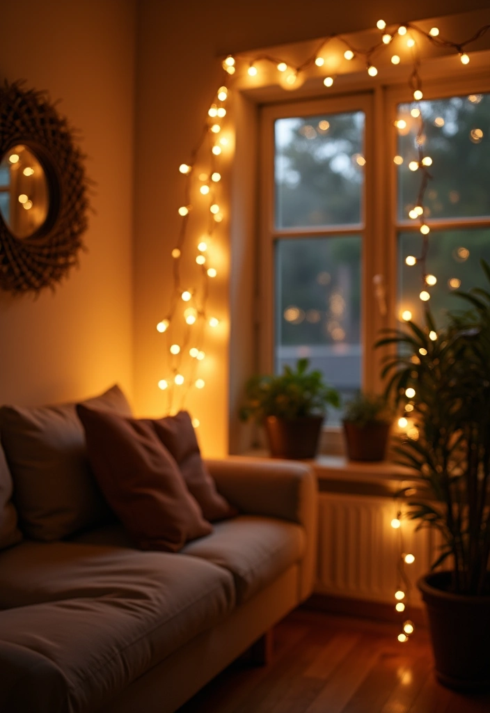 25 Creative Fall Decor Ideas to Warm Up Any Room - 15. Charming Fairy Lights