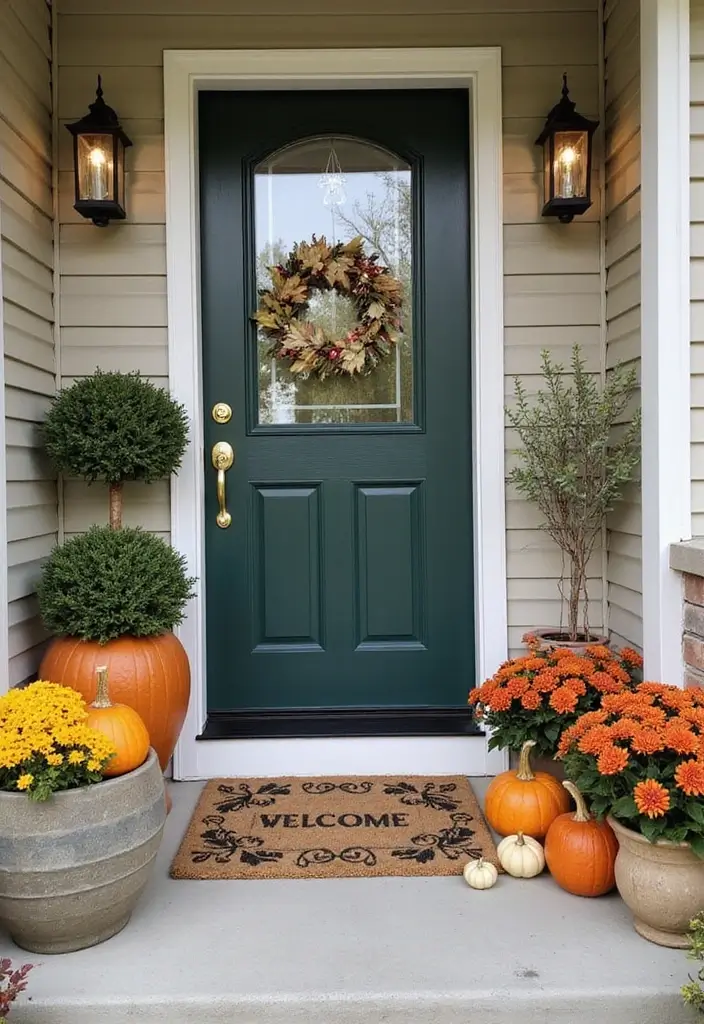 25 Creative Fall Decor Ideas to Warm Up Any Room - 17. Seasonal Entryway Decor