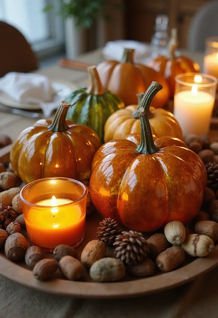 25 Creative Fall Decor Ideas to Warm Up Any Room - 2. Recycled Glass Pumpkins