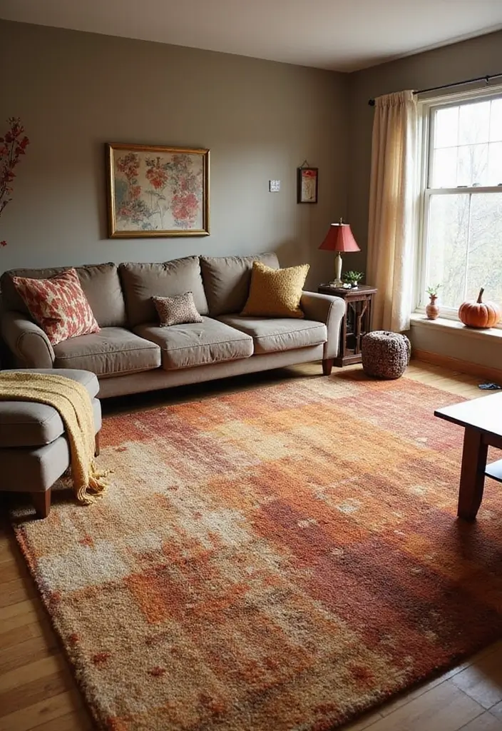25 Creative Fall Decor Ideas to Warm Up Any Room - 20. Layered Rugs for Texture