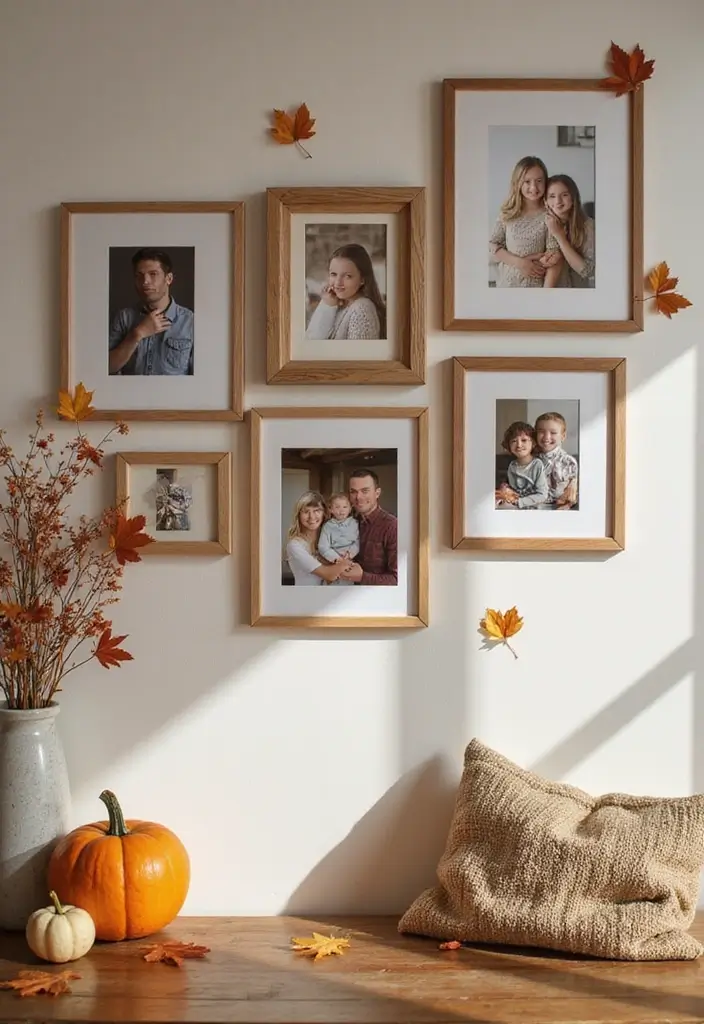 25 Creative Fall Decor Ideas to Warm Up Any Room - 23. Family Memories Display