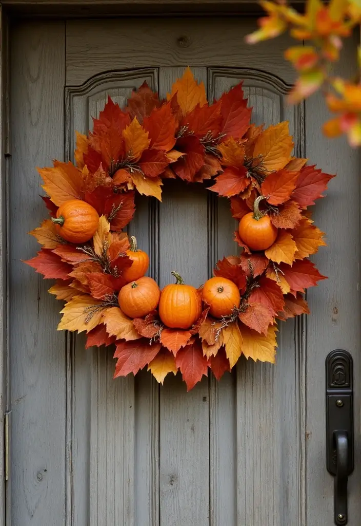 25 Creative Fall Decor Ideas to Warm Up Any Room - 3. Autumn Leaf Wreaths