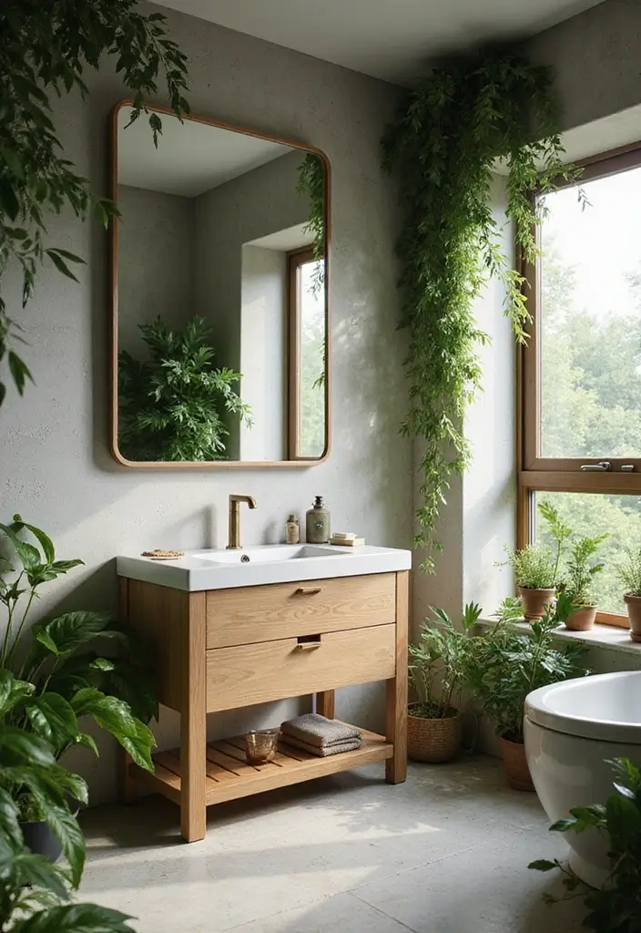 25 Space-Saving Bathroom Mirror Cabinets for Smart Storage - 21. Biophilic Inspired Mirror Cabinet