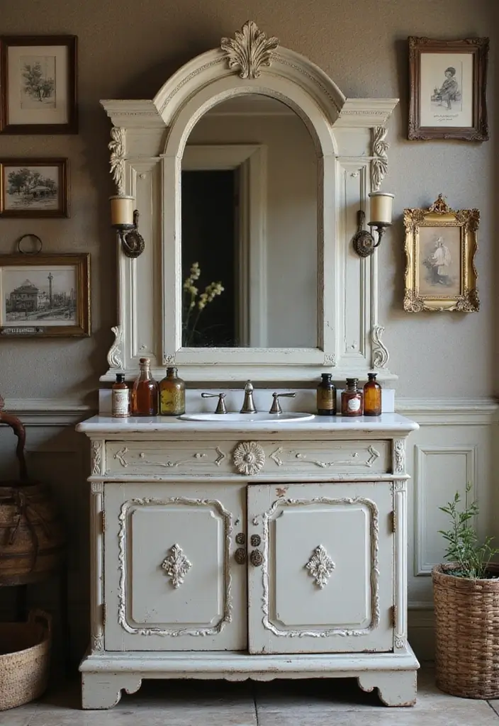 25 Space-Saving Bathroom Mirror Cabinets for Smart Storage - 3. Vintage-Inspired Mirrored Cabinet