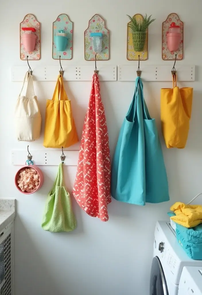 26 Laundry Room Storage Ideas to Maximize Your Space - 10. Stylish Wall Hooks