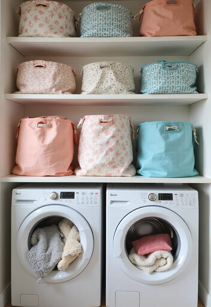 26 Laundry Room Storage Ideas to Maximize Your Space - 13. Fabric Storage Bags