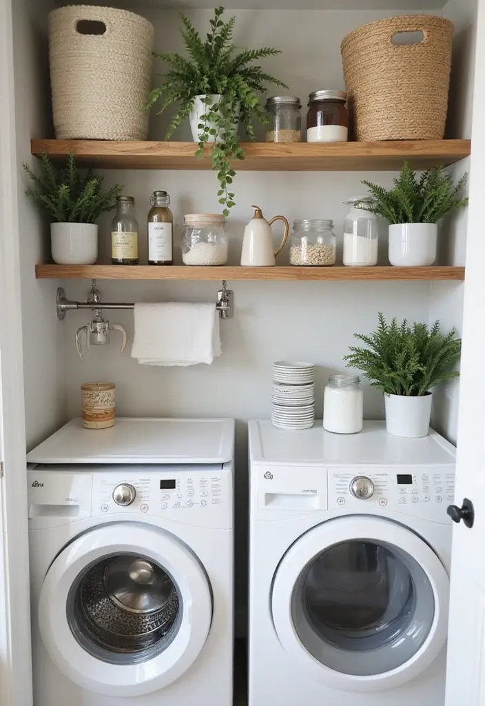 26 Laundry Room Storage Ideas to Maximize Your Space - 16. Open Shelving Units