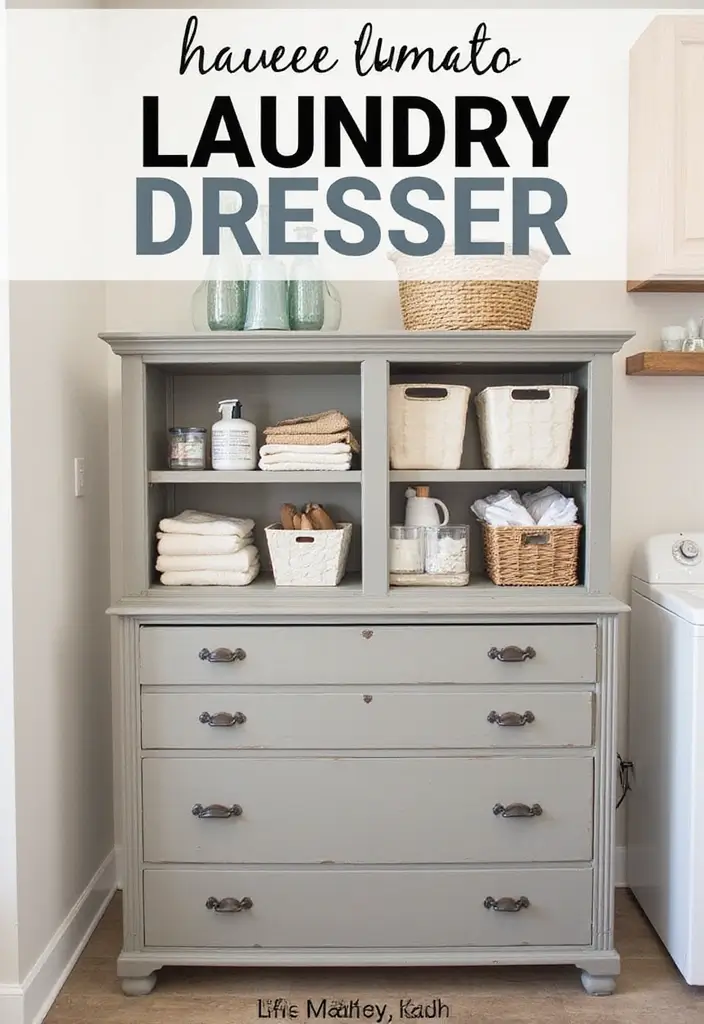 26 Laundry Room Storage Ideas to Maximize Your Space - 24. Repurposed Furniture