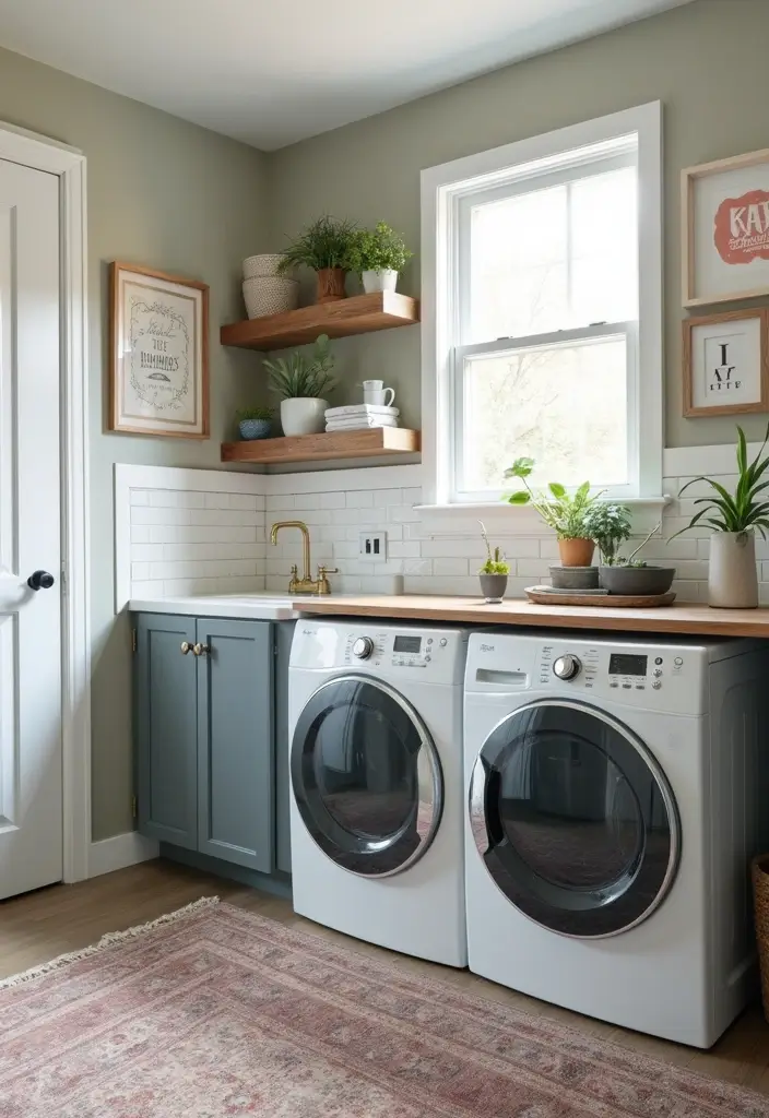 26 Laundry Room Storage Ideas to Maximize Your Space - 26. Creative Wall Art