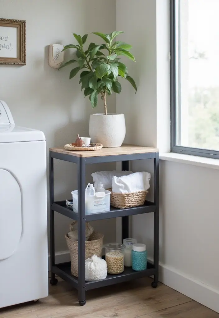 26 Laundry Room Storage Ideas to Maximize Your Space - 7. Slim Storage Carts
