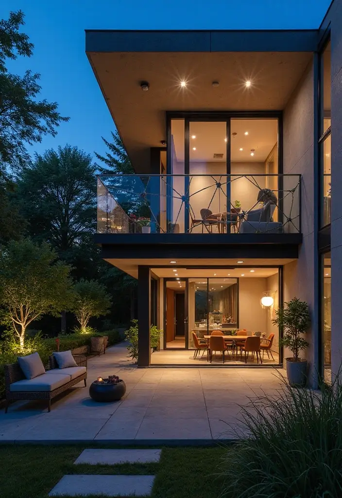 26 Sleek Balcony Glass Railing Designs for Modern Homes - 10. Geometric Glass Railings