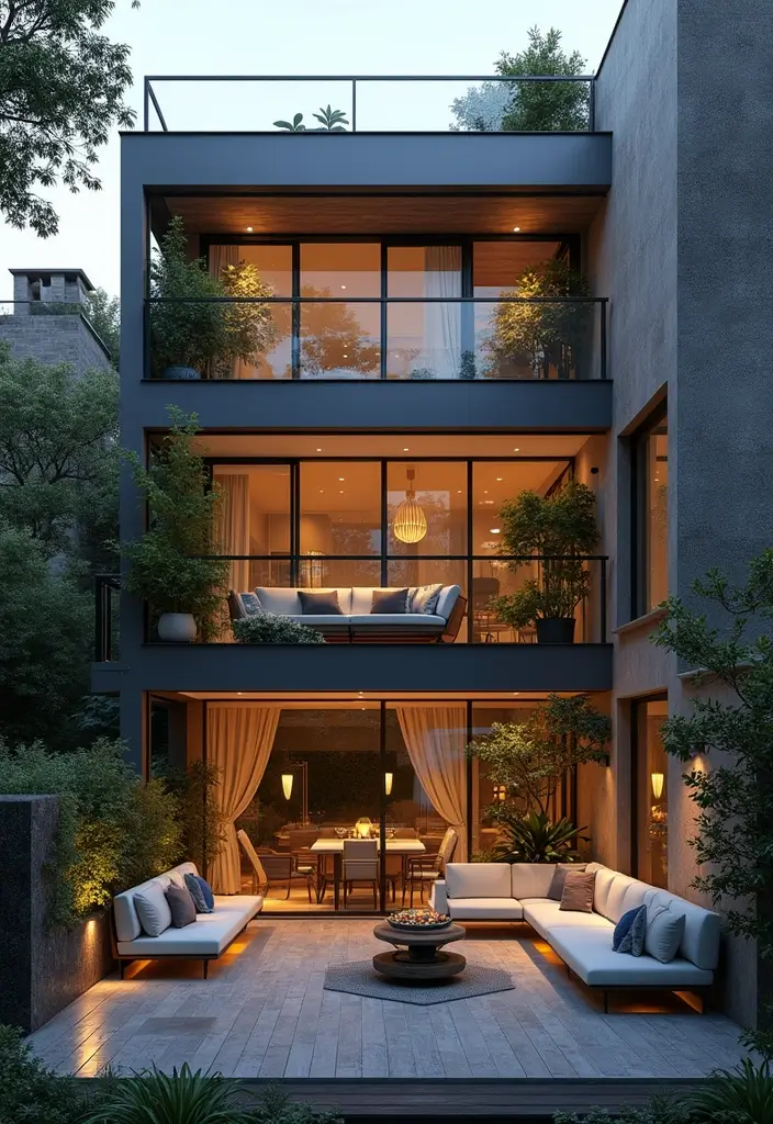 26 Sleek Balcony Glass Railing Designs for Modern Homes - 13. Multi-Level Glass Railings