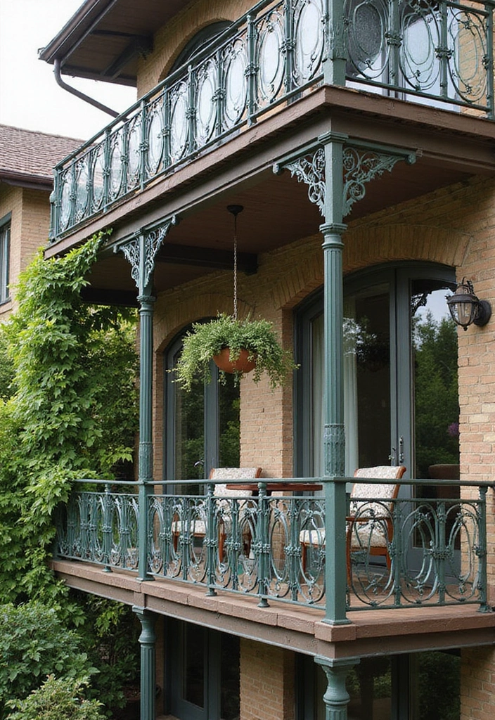 26 Sleek Balcony Glass Railing Designs for Modern Homes - 17. Vintage-Inspired Glass Railings