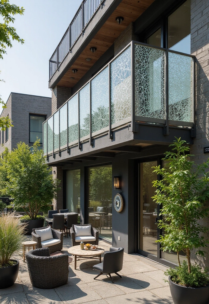 26 Sleek Balcony Glass Railing Designs for Modern Homes - 18. Textured Glass Railings