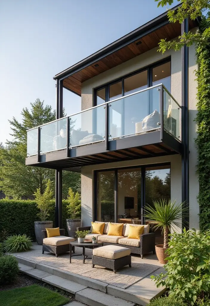 26 Sleek Balcony Glass Railing Designs for Modern Homes - 19. Boldly Framed Glass Railings