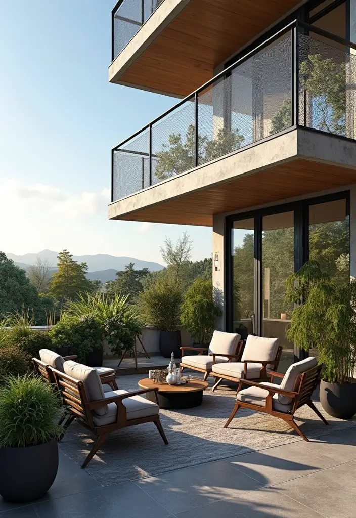 26 Sleek Balcony Glass Railing Designs for Modern Homes - 21. Mesh Glass Railings