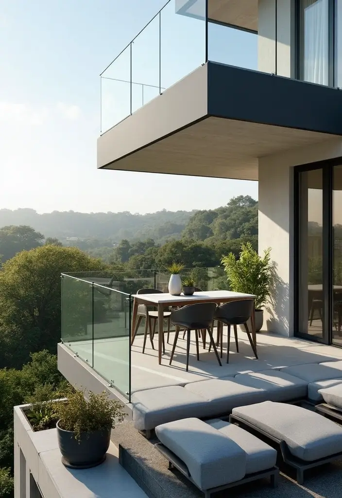 26 Sleek Balcony Glass Railing Designs for Modern Homes - 22. Versatile Panel Glass Railings