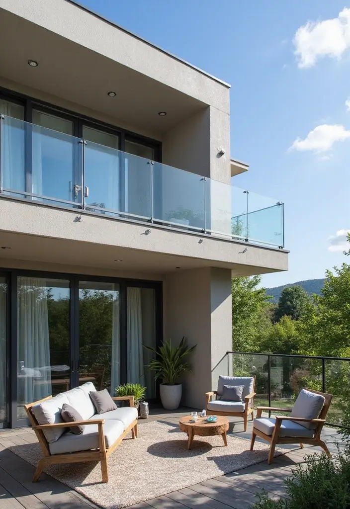 26 Sleek Balcony Glass Railing Designs for Modern Homes - 26. Safety First: Glass Railings with Reinforcements