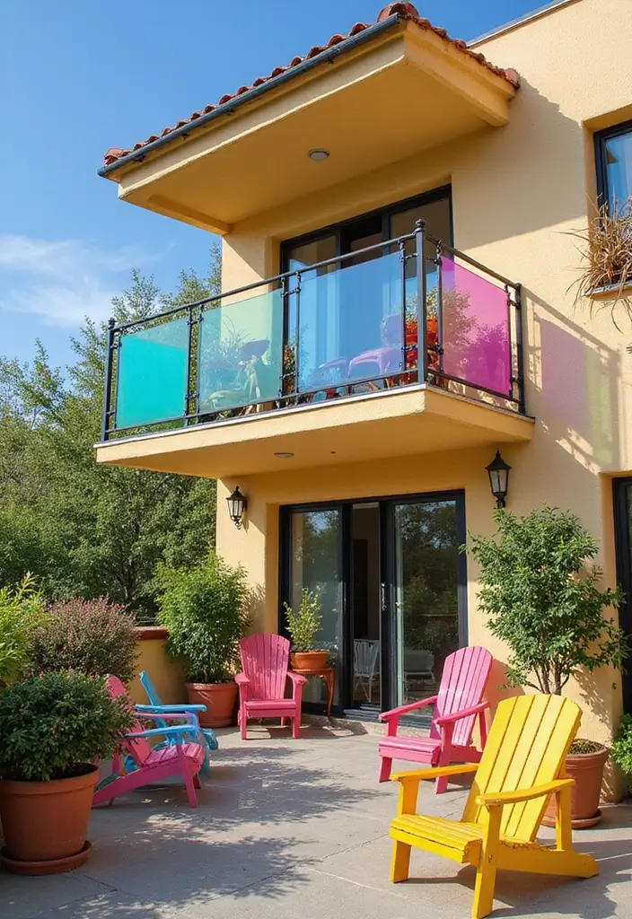 26 Sleek Balcony Glass Railing Designs for Modern Homes - 3. Colored Glass Railings