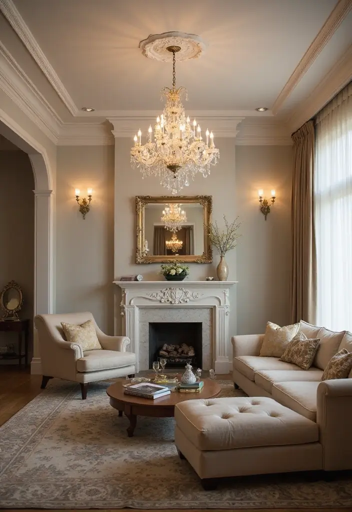 26 Stylish Living Room Lamps for Every Décor Style - 12. Chandelier Magic