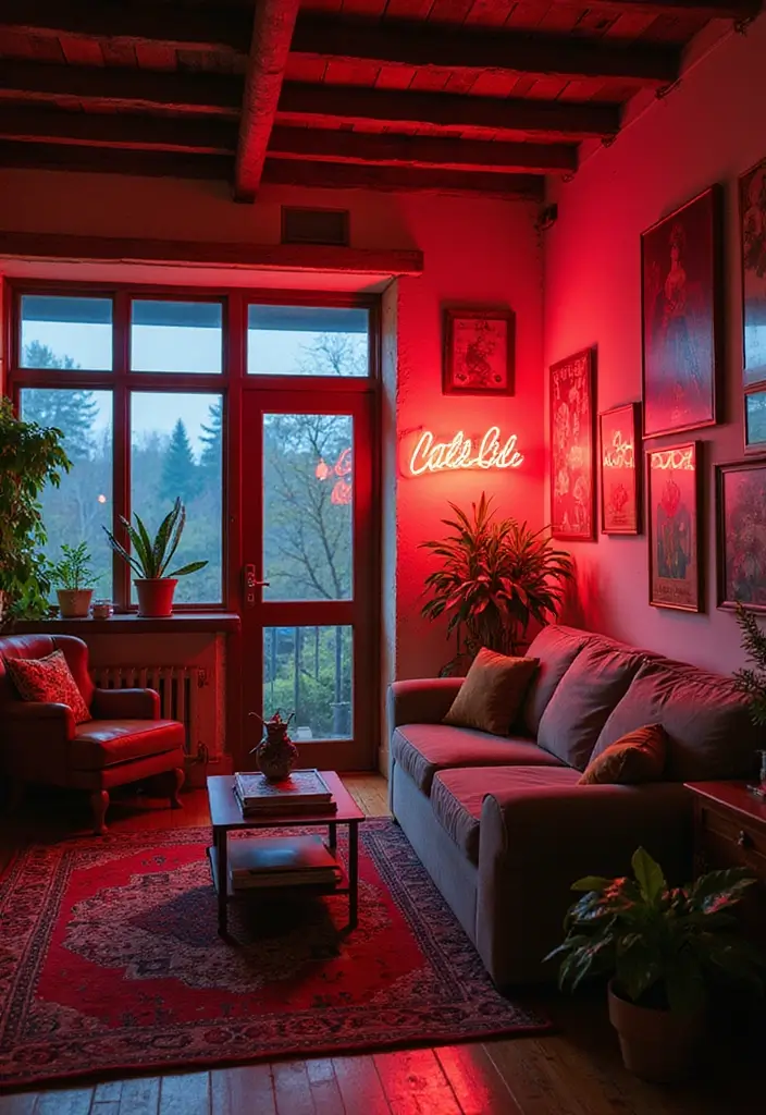 26 Stylish Living Room Lamps for Every Décor Style - 13. Retro Neon Lights